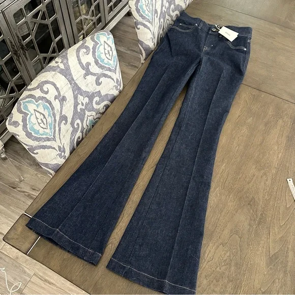NWT Spanx Raw Indigo Denim Flare Jeans Size Small